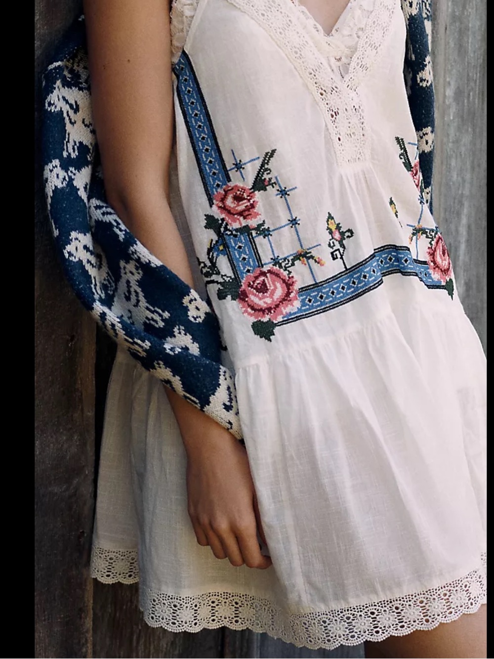 LYREBIRD EMBROIDERED SLIP DRESS- XXS